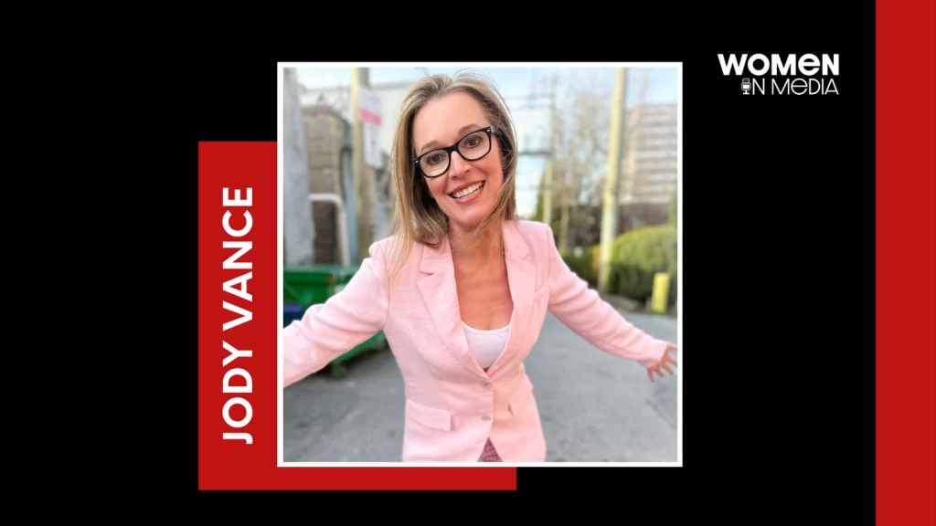 A photo of JODY VANCE with banner women in media